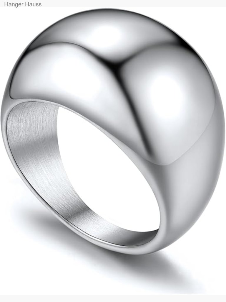 Chunky Dome Ring, Stainless Steel Statement Band, 10